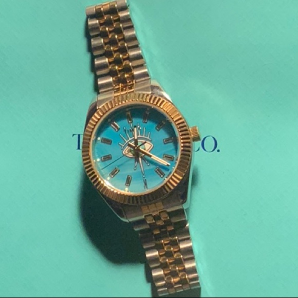 Timex Gold and Silver Watch with Blue Face - Picture 2 of 3